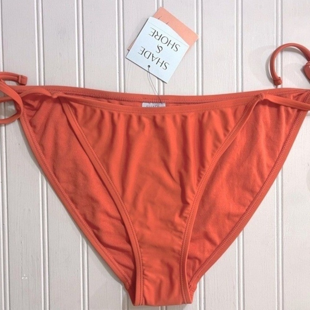 Shade & Shore Low Rise High Leg Bikini Swim Bottom Womens Large Orange NWT